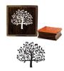Printtoo Brown Tree Pattern Square Wooden Rubber Stamp Craft Textile Stamps-2 X 2