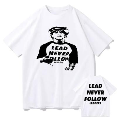 Рэпер Chief Keef Lead Never Follow Leaders Двусторонняя футболка с принтом Мужская винтажная футболка Мужская хип-хоп повседневная футболка большого размера