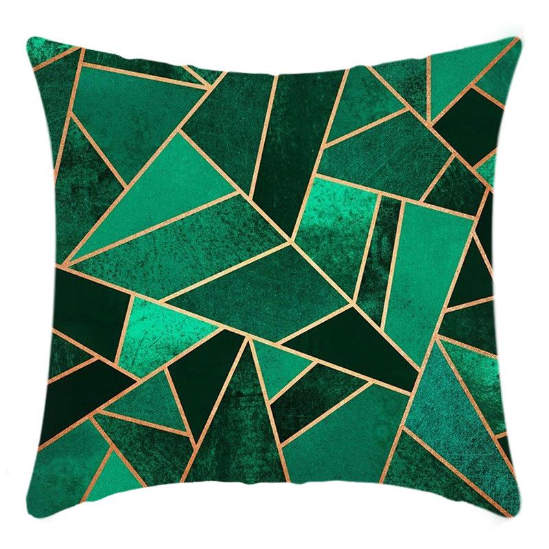 New Light Luxury Series Green Color Printing Splicing Printed Pillow Case Home Sofa Cushion Cover