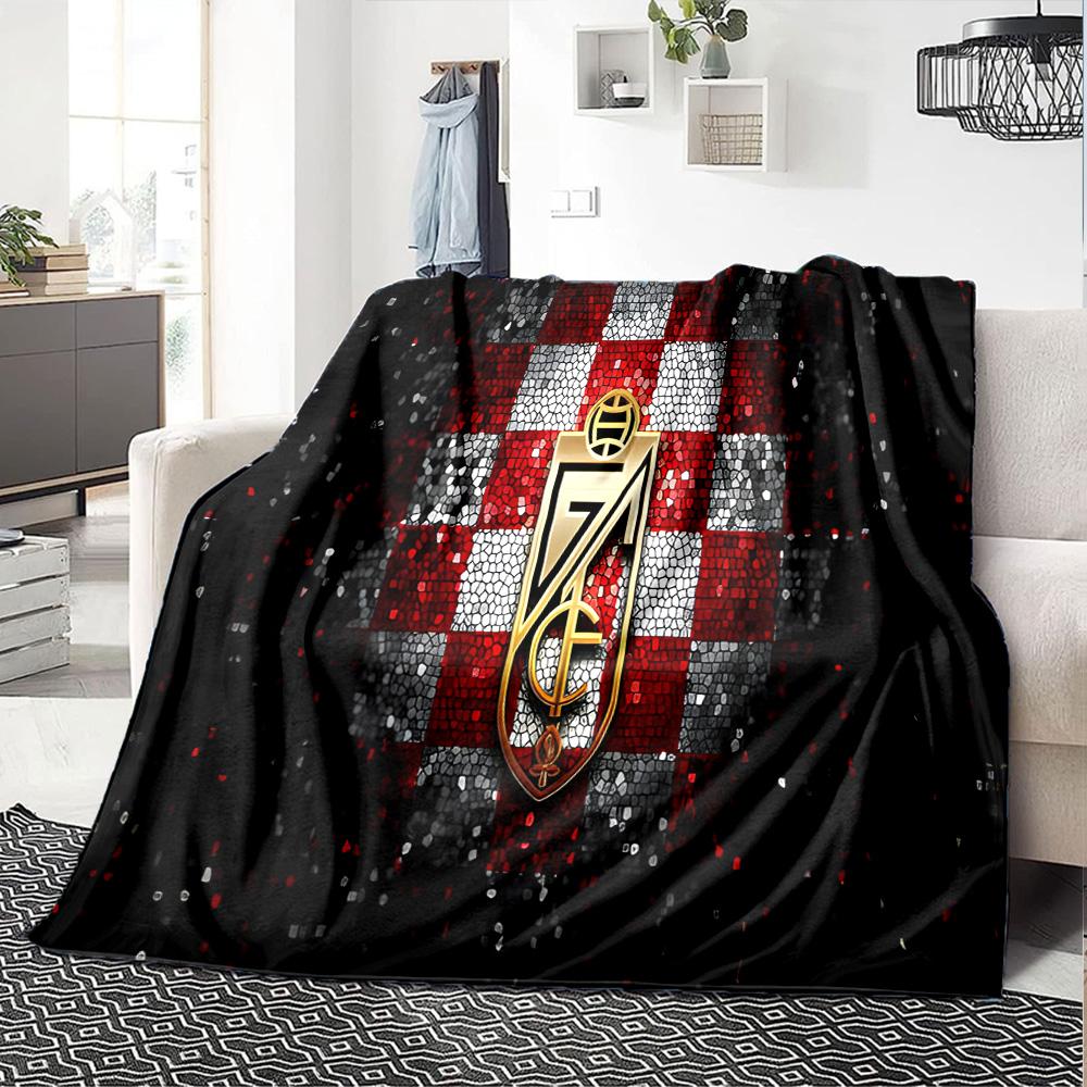 Granada Golden Crest Flannel Blanket, Soft Polyester, Modern Design, All-Season for Camping, Travel, Gifts for holidays or birthdays