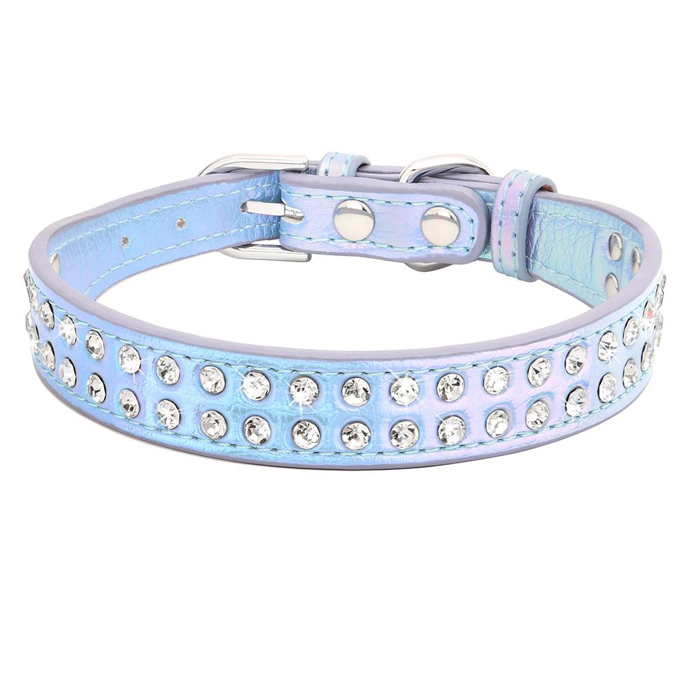Ошейник для маленьких собак с кристаллами, кожаный ошейник со стразами для домашних собак, мягкий ошейник для щенков и кошек, регулируемый для маленьких собак, чихуахуа