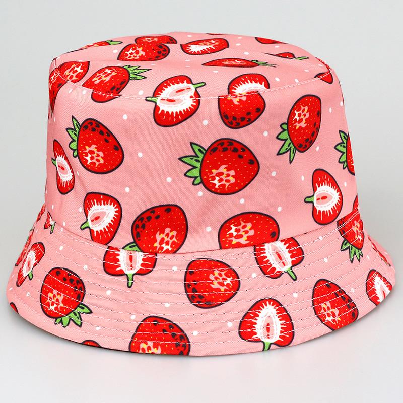 Fruit Patterned Tropical Colorful Basin Hat Reversible Wear Outdoor Protect Sun