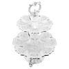 Cup Cake Tower Stand 2 Tier Alloy Elegant Tiered Cake Display Holder Serving Tray Silver White