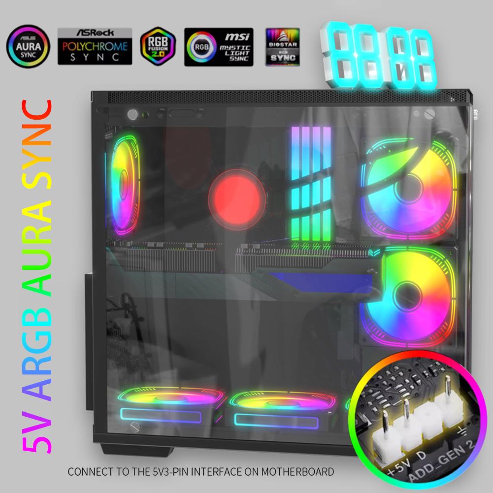 5V 3PIN ARGB DDR Heatsink Aura Sync PC Memory Cooling Vest with Thermal Silicone Pad for DDR2 DDR3 DDR4 DDR5 Desktop PC Memory