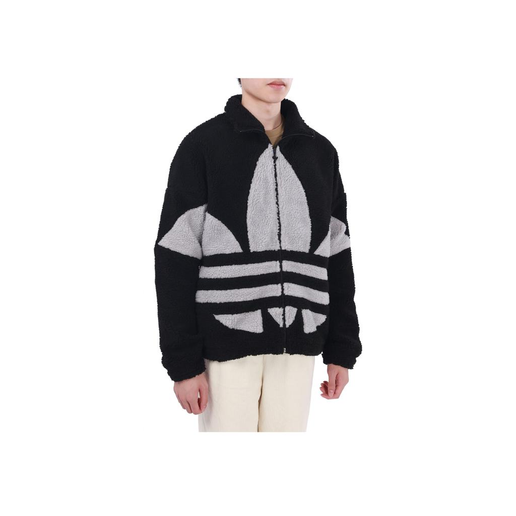 Adidas Спортивная толстая куртка Originals Velvet Stand Collar с контрастным логотипом, черная, унисекс HC0325