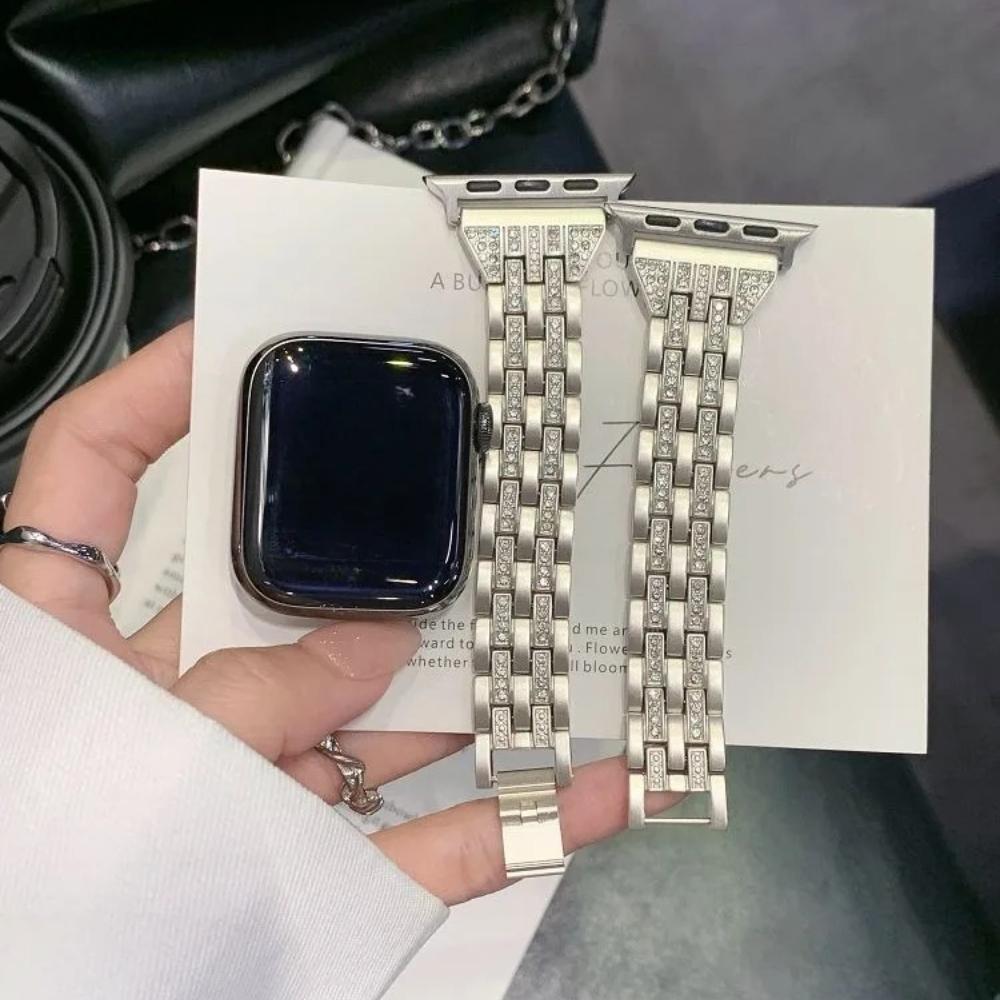 Блестящий металлический ремешок для Apple Watch Ultra Ремешки 49 мм 38 40 41 42 44 45 46 мм Ювелирный металлический ремешок с бриллиантами для iWatch Серии 11 10 9 8 7 6 5 4 3