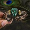 Natural Malachite Gemstone Handmade Copper Wire Wrap Cuff Bangle Adjustable q0D68
