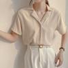 White Chiffon Shirt for Women 2024 Summer New Temperament V-neck Top Versatile Loose Short-sleeved Fashionable Shirt