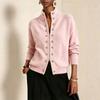 Women S Loose Short Double Breasted Stand Collar Zip Knit Cardigan Autumn Winter