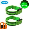 2pcs Glowing In the Dark LED Armbands USB Rechargeable Safety Reflective Armband for Running