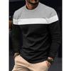 Trendy Long-sleeved T-shirt Men's Long-sleeved Men's Three-color Printing Round Neck T-shirt Men Trend Versatile Casual Tops