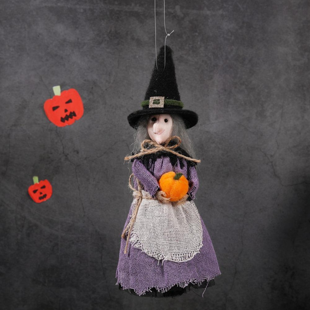 Funny Broom Witch Decoration Hug Pumpkin Halloween Witch Pendant Haunted House