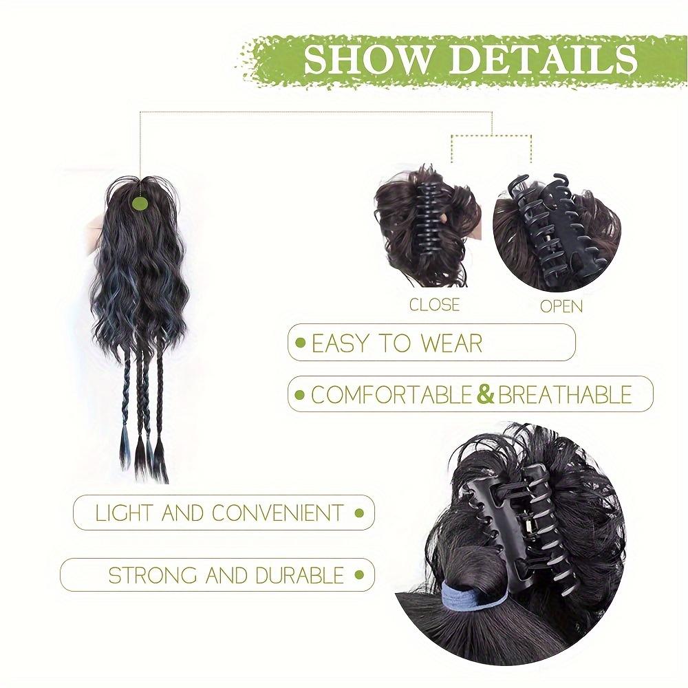 LISI HAIR Synthetic Long Hair Braid Ponytail Curly Hair Buns Braid Wig Claw Clip Ponytail Extension Buns Ponytail For Daily Use Hair