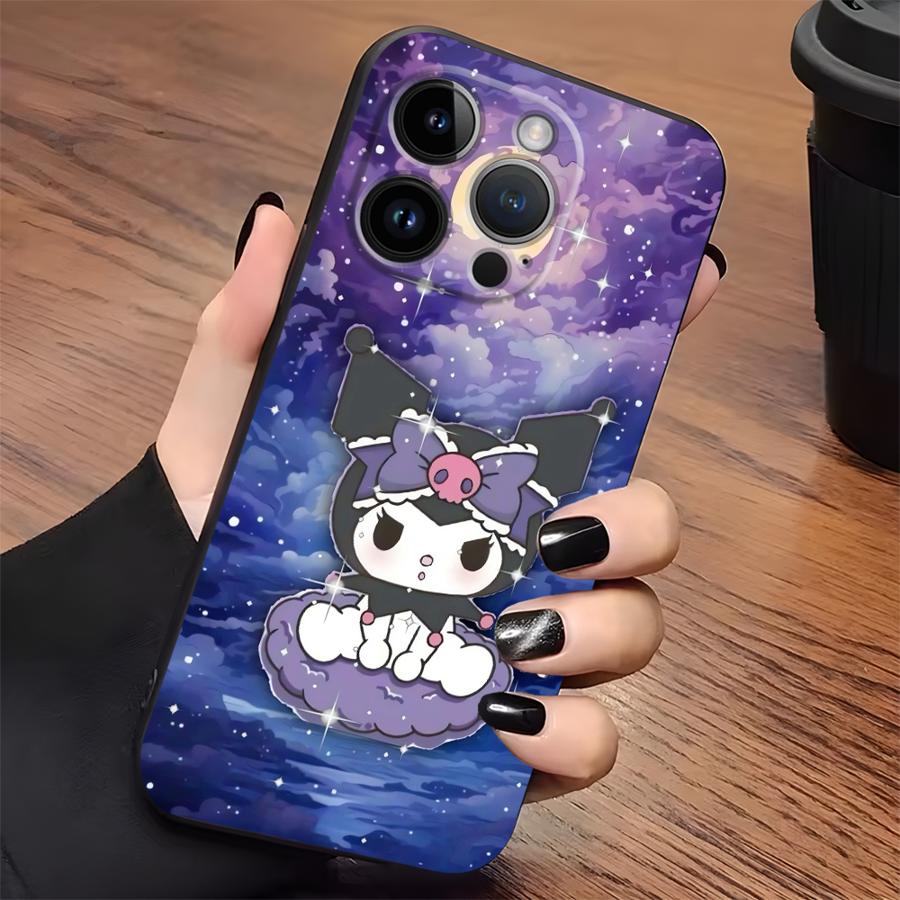 Милый чехол Sanrio Kuromi для iPhone XR 17Air 7 8 13 12 11 17 Pro Max 15 16 14 Plus XS Max Черный Мягкий чехол для телефона