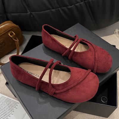 Дизайнерские осенние новые туфли на плоской подошве с круглым носком и тонким ремешком, универсальные, не утомляющие ноги, с мягкой подошвой, с мелким вырезом, на плоском каблуке