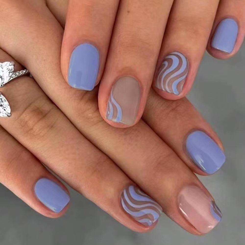 Full Cover French Fake Nails Square Head Nail Tips Fashion False Nail  Women