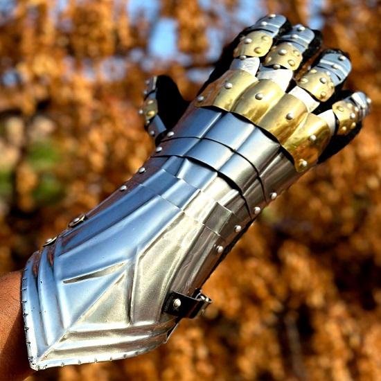 Medieval Gloves Set Medieval Steel, Brass Gauntlet Gloves Fully Functional Cosplay Gloves Halloween Costume Arms Best Gift