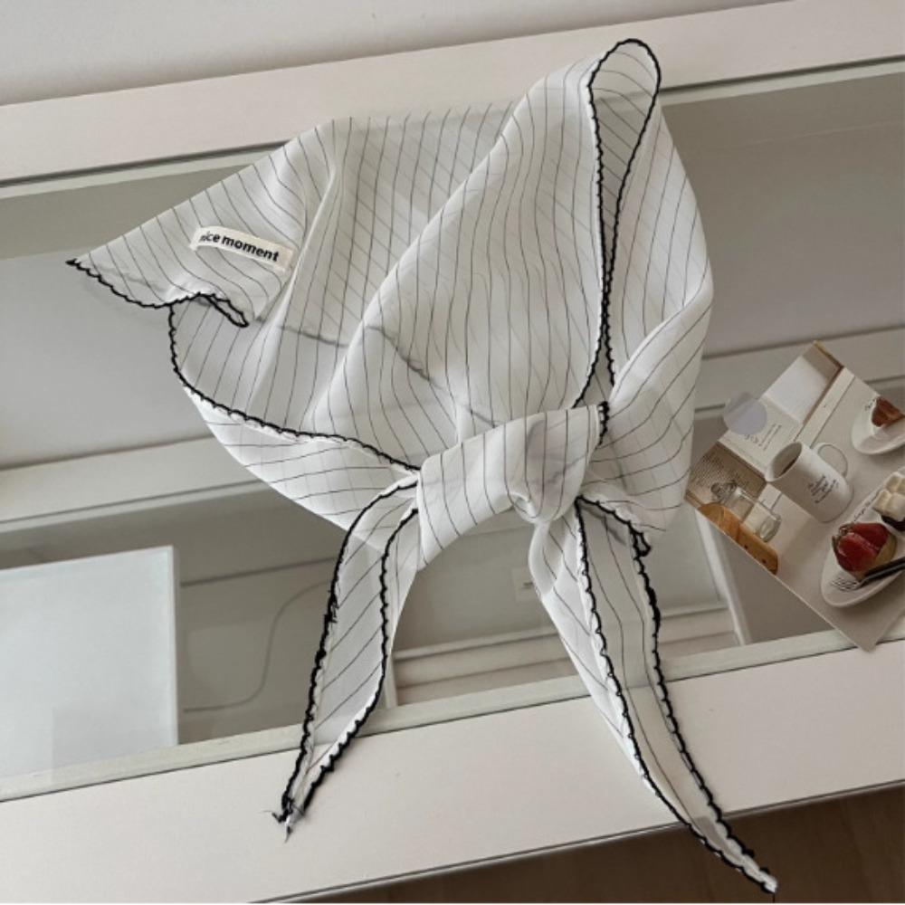 Temperament Sweet Polka Dot Headband Korean Thin Fresh Small Scarf Turban Striped Triangular Hair Band Girls