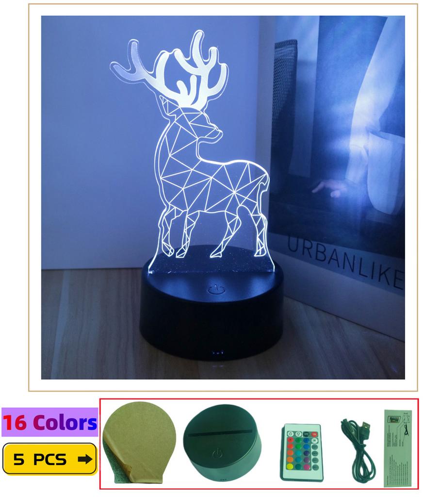 Светодиодный ночник 3D лампы Иллюзия Стич Рождественская елка Дед Мороз Снеговики Детский ночник Лампа для декора дома Детская игрушка Рождественские подарки