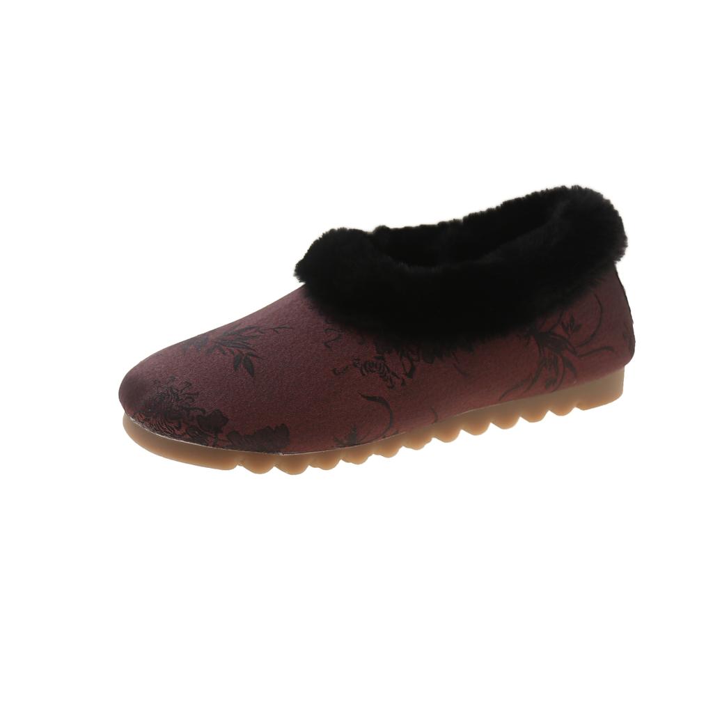 Fashion Women's Fashion Flat Cotton Boots Autumn New Round Head Suede Soft Sole Anti-slip Wear-resistant Low-top Shoes