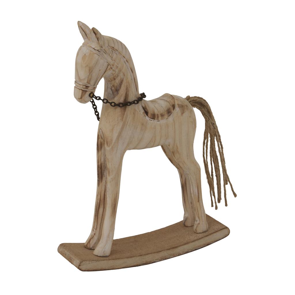 Hill Interiors Natural Wood Rocking Horse Christmas Decoration