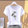 (Asian Size) Fashion Print Flower Sweet Trend 90s Lovely Graphic Tee Female Casual T Clothing Casual Women's Summer Top Short Sleeve T-shirt