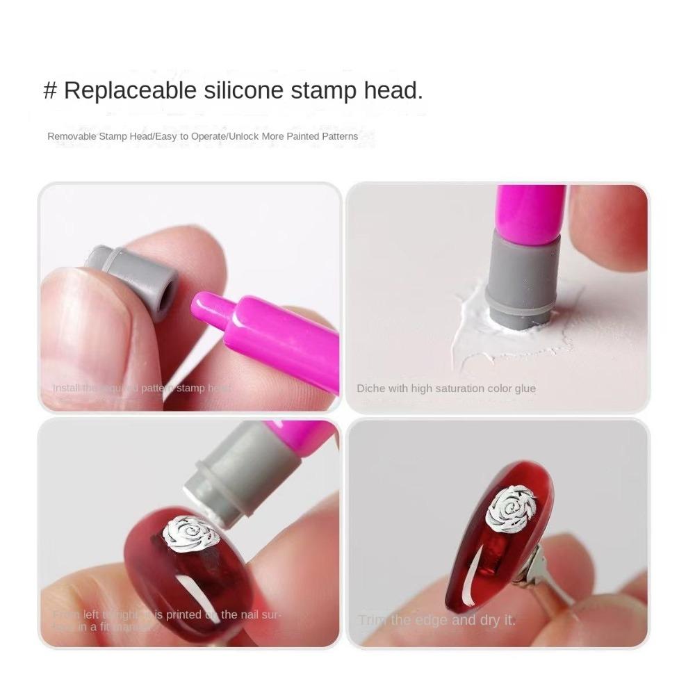 3D Сердце/Ромашка/Бабочка Штамп Ручка для дизайна ногтей Безалкогольный Маникюрный инструмент для штамповки ногтей