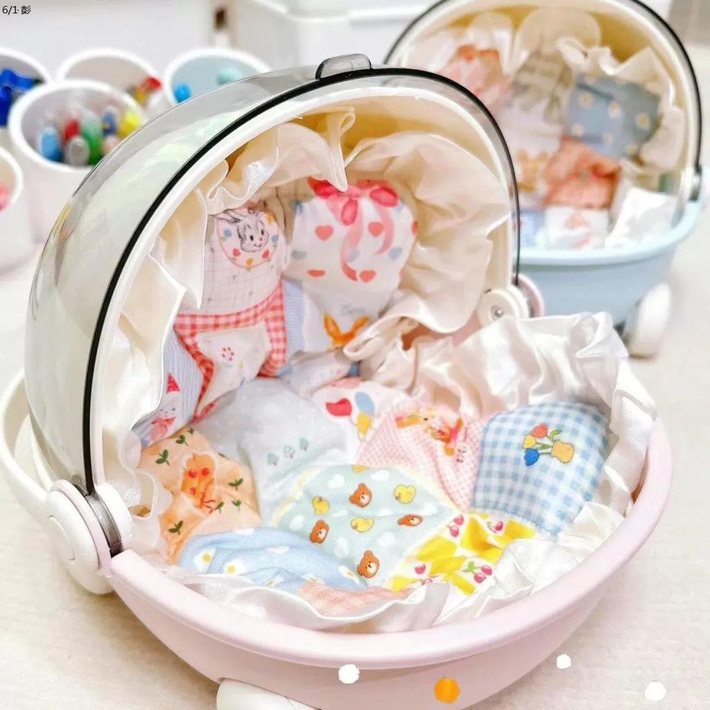 Labubu Baby Stroller Storage Box Doll Decor Space Module Doll Sleep Cradle Cart Dolls Bed Furniture Accessories Gift