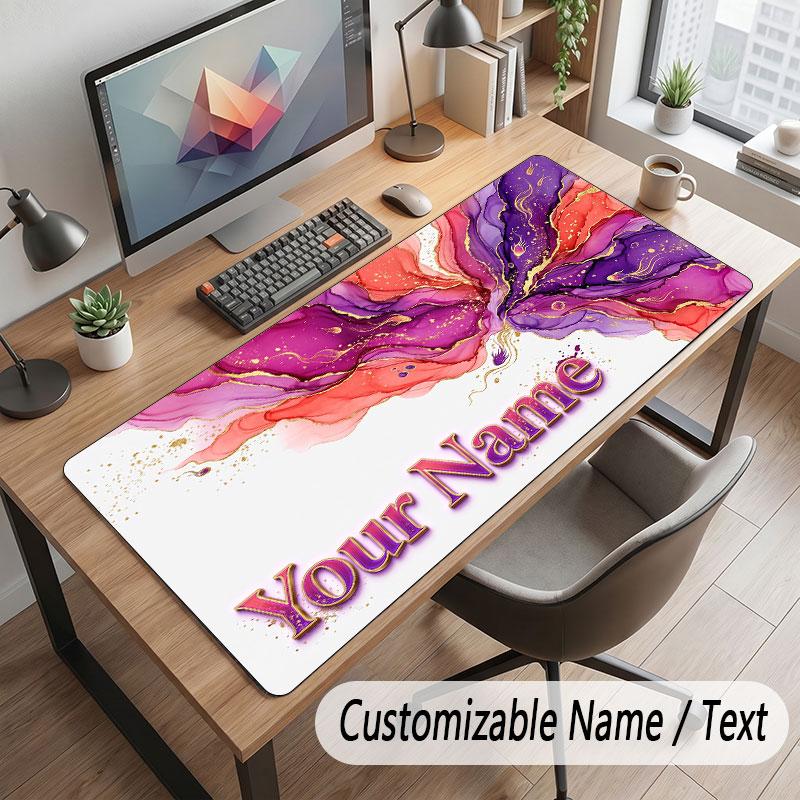 Abstract Geometric Theme Customized Mouse Pad Personalized Print Name Text Desk Mat For Home Office Table Decor