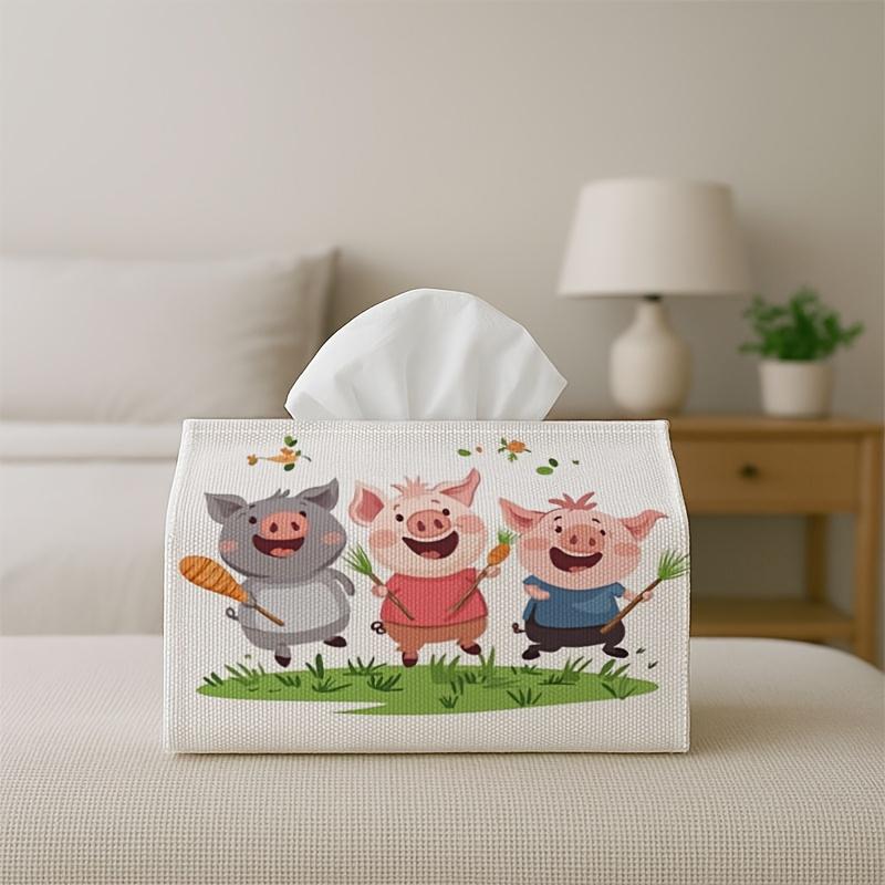 1pc Cute Pig Farm Tissue Box Cover Suitable for Living Room, Kitchen, Bathroom Decor - Waterproof Foldable Toilet Paper Holder with Pig Animal, Durabl
