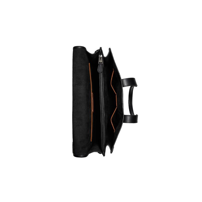 COACH Gotham 39 Flap Pebbled Leather and Refined Calfskin Computer Briefcase Large Men's Black