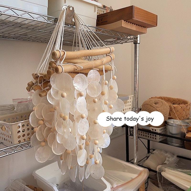 1PC DIY Seashell Air Hanging Ornaments Retro-Style Eco-Friendly Natural Boho Shell Wind Chimes Shell Wind Chime Materials