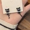 Sweet Black Cat Drop Earrings Alloy Light Luxury Earrings Black Kitten Earrings  For Girl Women