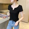 2023 Women's Korean Style Slim Fit Solid Color Short Sleeve T-shirt