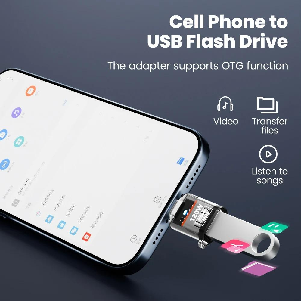 USB 3.2 на Type C Адаптер OTG Быстрая Зарядка 120 Вт 10 Гбит Высокоскоростная Передача Данных Аудио Для ПК Планшета Xiaomi Huawei USB C Конвертер