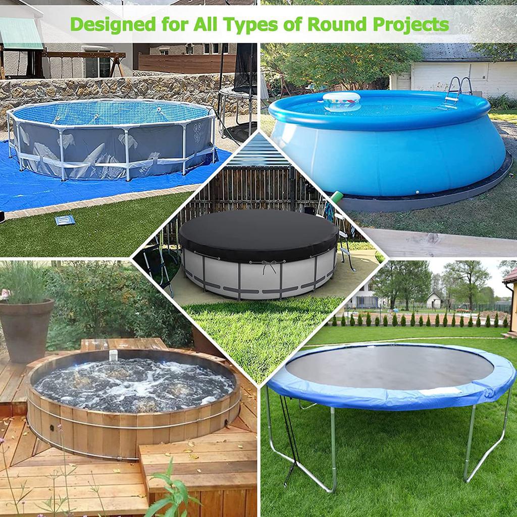 15FT Round Bath Pool Cover Waterproof Dustproof Oxford Cloth Spa Maintenance Protective Swimming Pool Leaf Net Cover