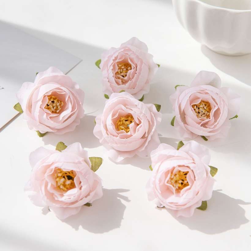 10Pcs Artificial Flowers Wedding Decoration Christmas Garland Home Room Scrapbooking Brooch Diy Gifts Candy Box Fake Silk Peony