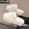 Тапочки Mao Mao женская верхняя одежда 2025 новый корейский версия ins трендовая обувь осень и зима жемчужные на толстой подошве хлопковые тапочки весна и лето