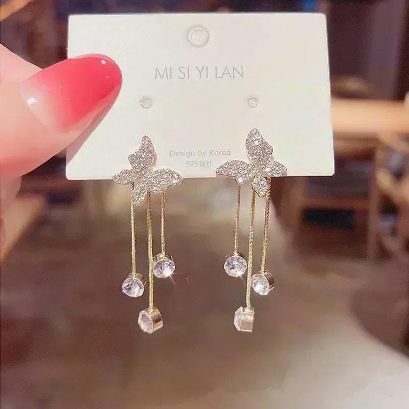 New Geometric Rhombus Luxury Opal Earrings Women's Fashionable Personalized Daily Accessories Party Zircon Birthday Gifts