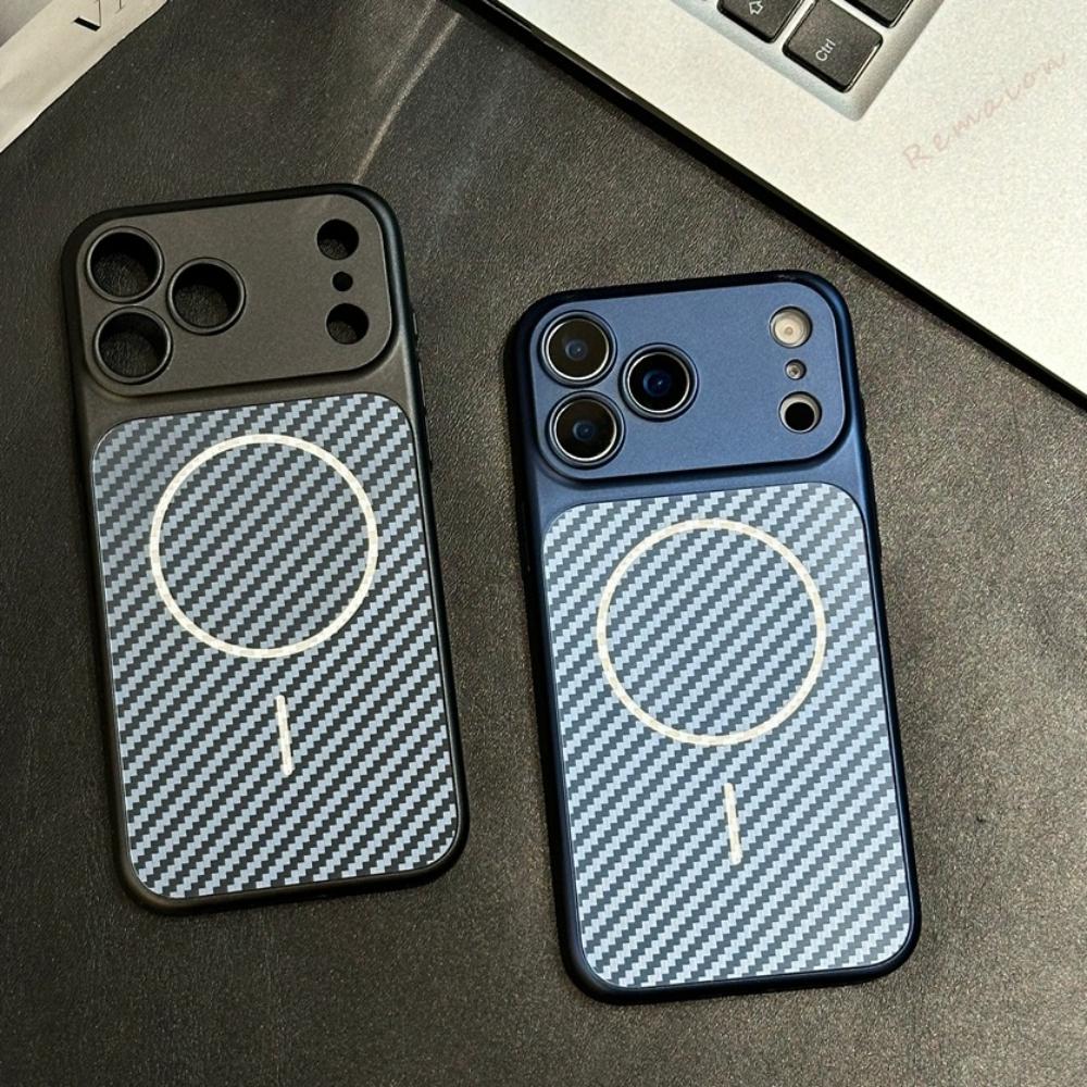 Magnetic Carbon Fiber Phone Case For For Iphone 17 1 14 13 16 17 Pro Max Plus Official Wireless Charge Protector Cover