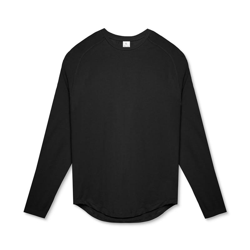 Muscleguys Мужская футболка с длинным рукавом весна/осень, однотонные футболки для фитнеса, облегающие компрессионные топы с круглым вырезом