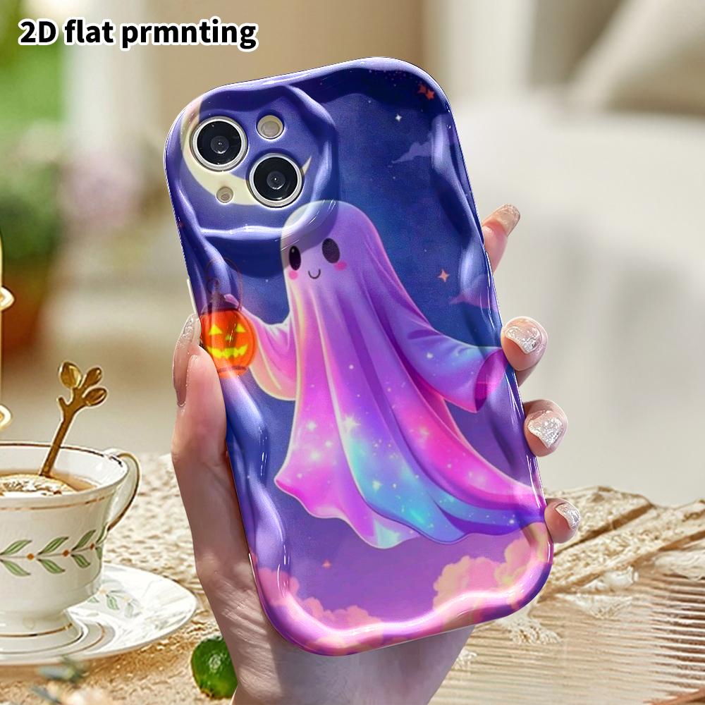 Phone case: 2D flat, compatible with iPhone 12Pro, 13, 14, 15, 16, 17, 18 protective case, phone decoration, galaxy gradient ghost, perfect for Christ