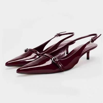 Сексуальные женские босоножки на высоком каблуке с острым носком летние туфли тапочки с открытой пяткой новые вечерние туфли-лодочки сандалии