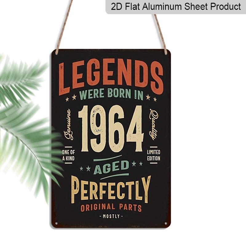 2D Flat 1pc 1964 Birth Year Limited Edition Replica - Retro Metal Wall Plaque, Vintage 8x12 Inch Aluminium Sign Suitable for Living Room &, Nostalgic