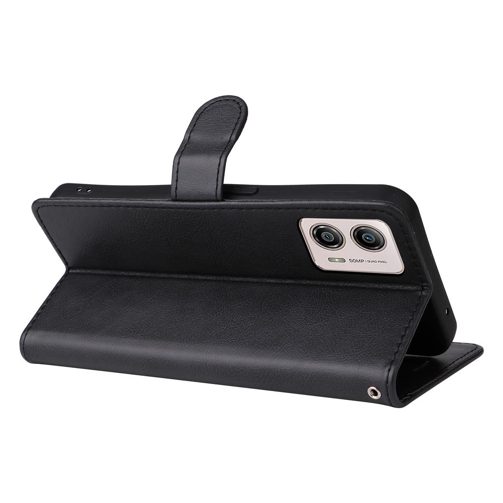 For Motorola Moto G13 4G/G23 4G/G53 5G PU Leather Wallet Phone Case Flip Stand Solid Color Anti-drop Shell