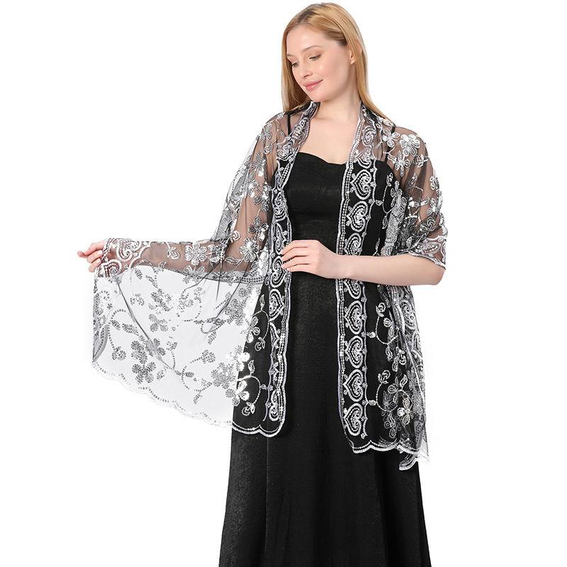 Sequined Shawl Cheongsam Shawl Color Women Scarf Fashion Pure Evening Gown