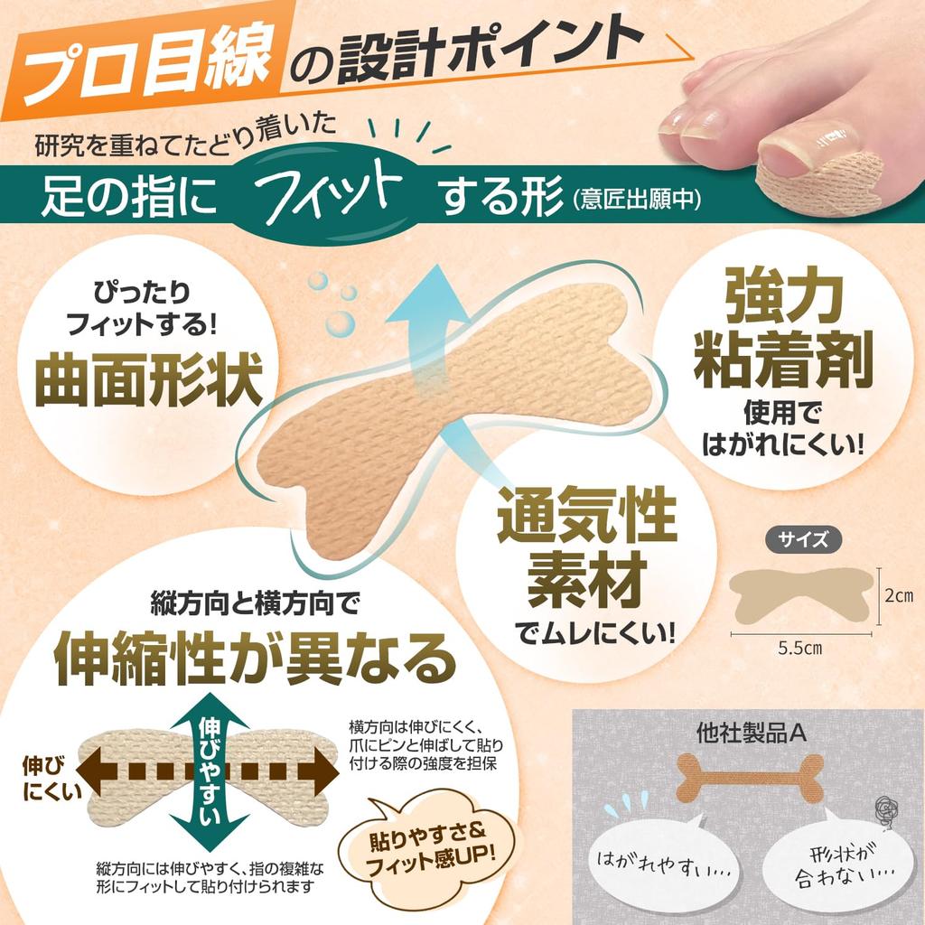 От вросшего ногтя Tsumerakku Лента для вросшего ногтя клейкая x дышащая Легкая вросшая лента для вросшего ногтя инструкции Foot Comfort Workshop