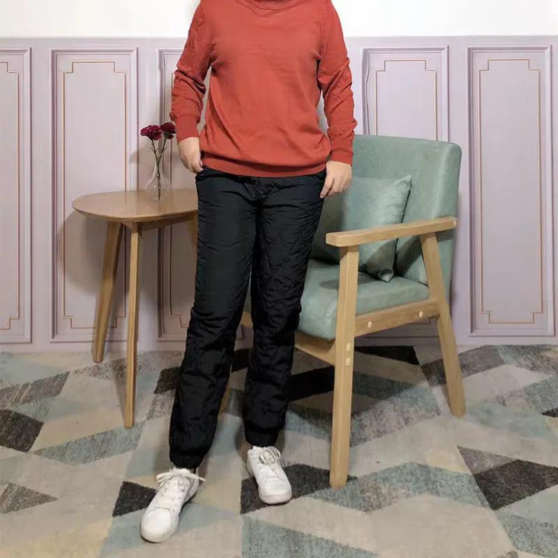 Пуховые брюки, женская верхняя одежда, облегающие брюки большого размера с высокой талией, сохраняющие тепло, зимние брюки-шаровары