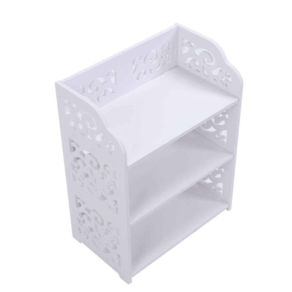 3 Tiers White Hollow Out Shoe Rack Stand Storage Organiser Shelf 60cm