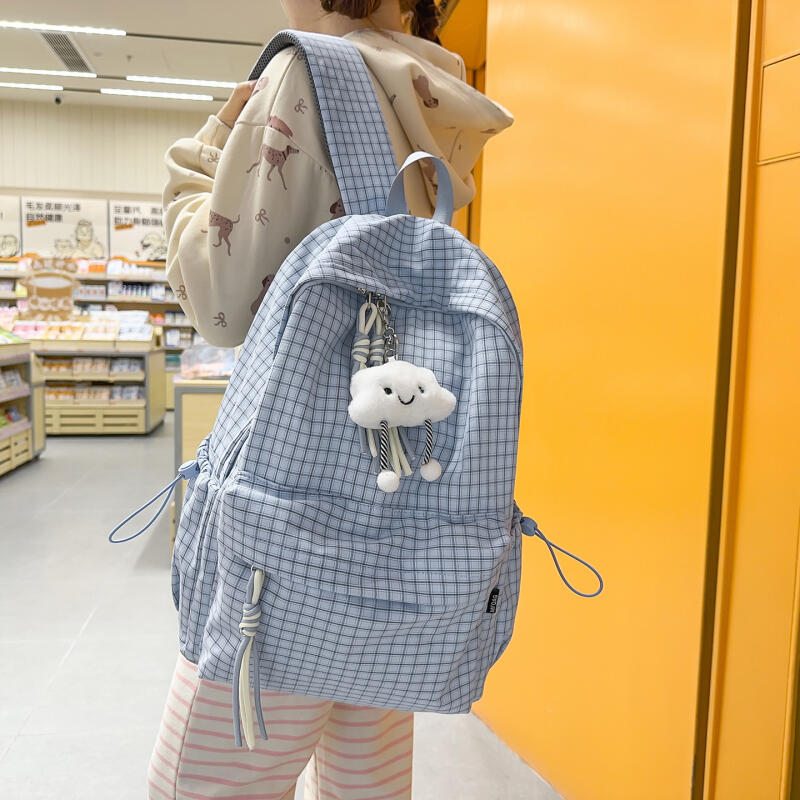 Студенческий школьный рюкзак Женский легкий водоотталкивающий клетчатый рюкзак Дорожный рюкзак
